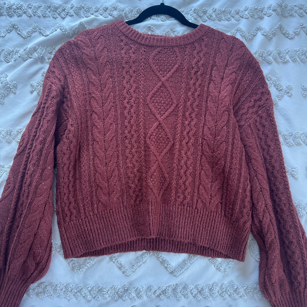 Altar'd State Cable Knit Sweater - Deep Rose